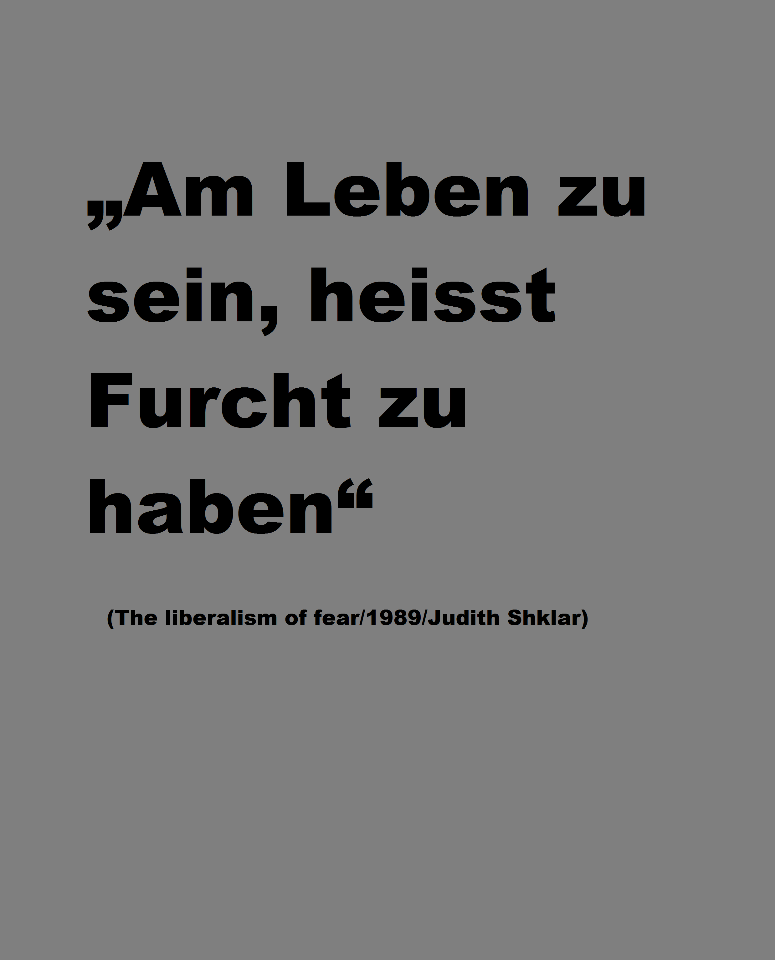 „Am Leben zu sein, heisst Furcht zu haben“ (The liberalism of fear/1989/Judith Shklar)